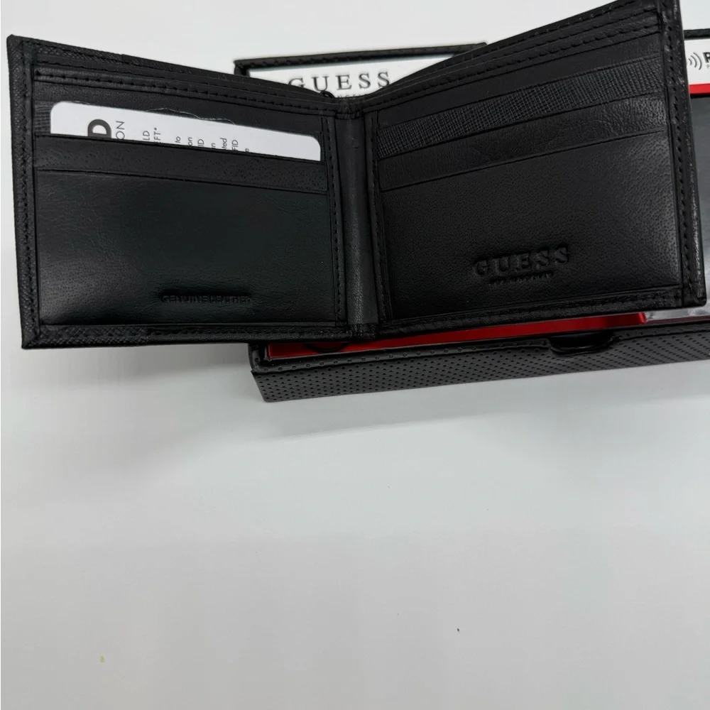 New GUESS Men’s Black Wallet & Card Case Set RFID Protection 31GU330009 MSRP$58